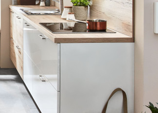 Küche vito FERNANDA 450-A in Weiß Hochglanz, Eiche San Remo