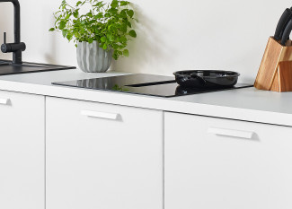 Küche vito EFFIGY 961-A in Grafitschwarz ultramatt, Alpinweiß